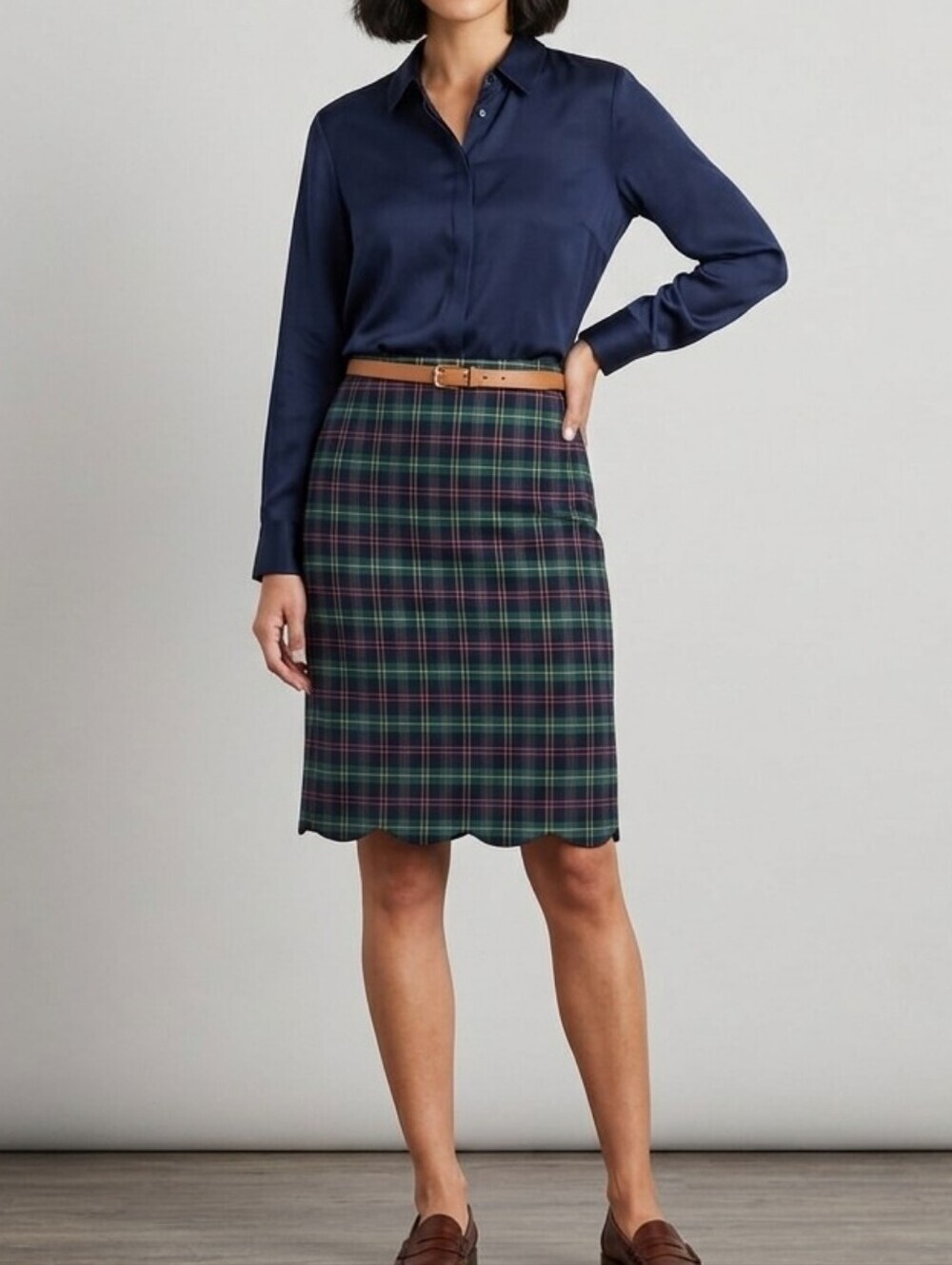 Talbots Plaid Scalloped Hem Skirt - Size 6